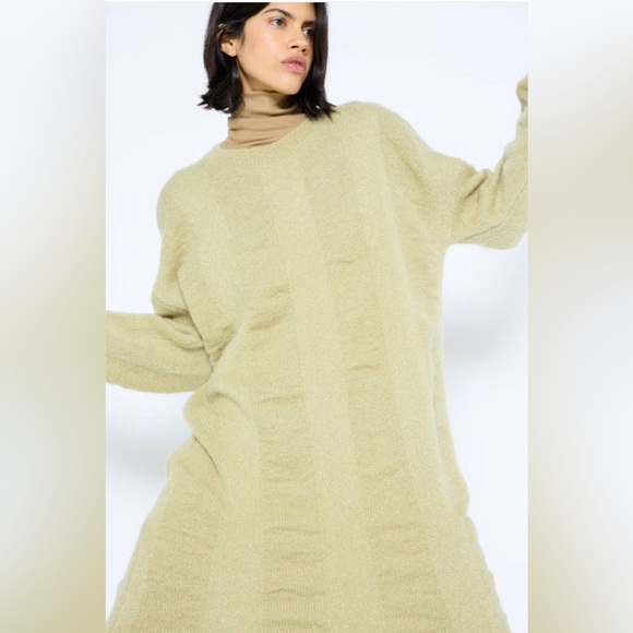 Black Crane Lime Waterfall Mohair & Wool Dress - Size L - Never Worn - Picture 3 of 15